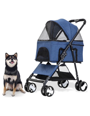 Carrito para Mascotas Critter Sitters Azul 15 kg 4 Ruedas Plegable