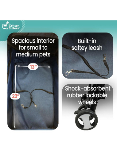 Carrito para Mascotas Critter Sitters Azul 15 kg 4 Ruedas Plegable