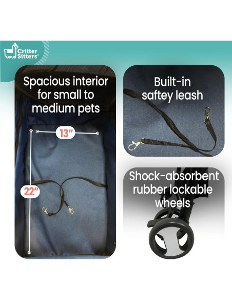 Carrito para Mascotas Critter Sitters Azul 15 kg 4 Ruedas Plegable