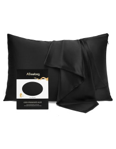 Funda de Almohada 100% Seda Morera ATreebag 33x46cm Negra