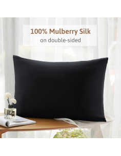 Funda de Almohada 100% Seda Morera ATreebag 33x46cm Negra 2