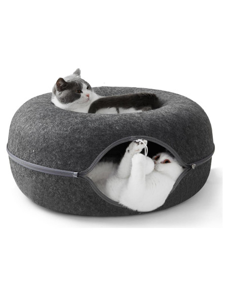 Túnel Cama Escondite para Gatos Jia Xi Donut Gris Oscuro 50.8cm