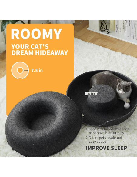 Túnel Cama Escondite para Gatos Jia Xi Donut Gris Oscuro 50.8cm