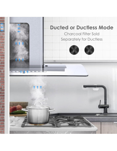 Campana Extractora de 76 cm Tieasy con Ducto y Filtro Baffle