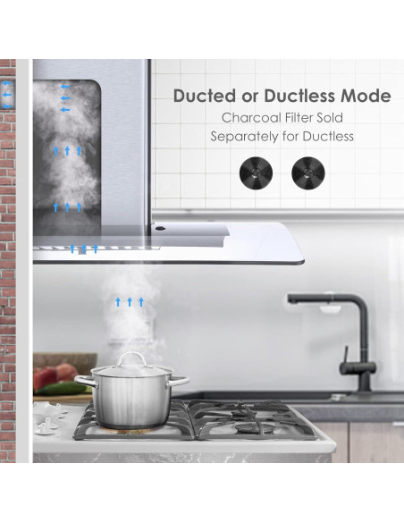 Campana Extractora de 76 cm Tieasy con Ducto y Filtro Baffle