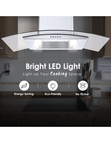 Campana Extractora de 76 cm Tieasy con Ducto y Filtro Baffle