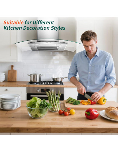Campana Extractora de 76 cm Tieasy con Ducto y Filtro Baffle