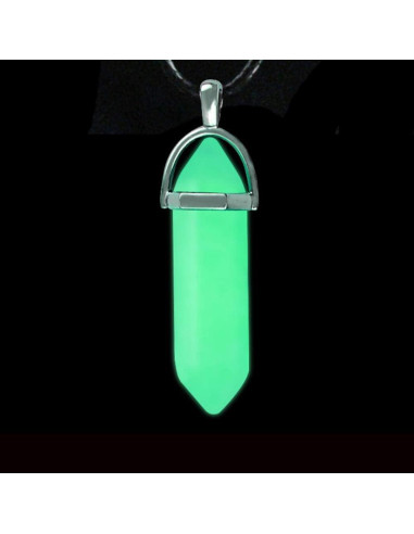 12 Colgantes de Cristal Natural Brillo Verde Luminiscente DIY