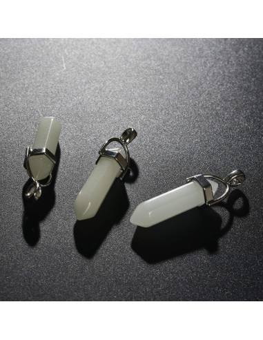 12 Colgantes de Cristal Natural Brillo Verde Luminiscente DIY