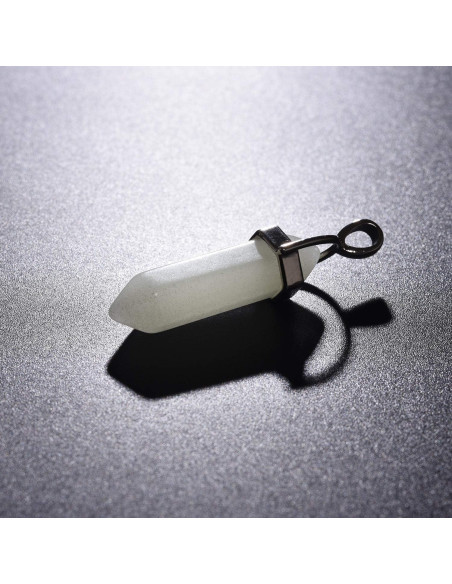 12 Colgantes de Cristal Natural Brillo Verde Luminiscente DIY