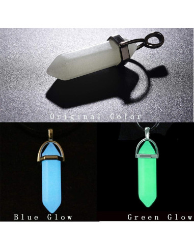 12 Colgantes de Cristal Natural Brillo Verde Luminiscente DIY