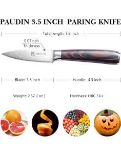 Cuchillo de Pelar PAUDIN 8.89 cm Acero Inoxidable Mango Pakkawood 2
