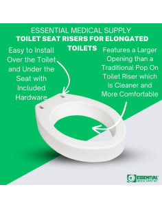 Elevador de Asiento de Inodoro Essential Medical Alargado 8.9 cm 2