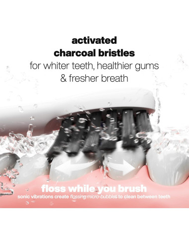 Cepillo de Dientes Eléctrico AquaSonic Pulse - Blanqueamiento Carbón Activado - 3 Modos