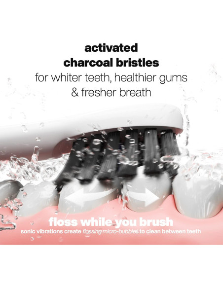 Cepillo de Dientes Eléctrico AquaSonic Pulse - Blanqueamiento Carbón Activado - 3 Modos