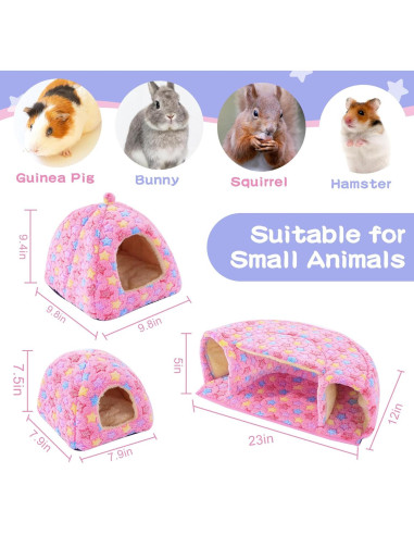 Accesorios para Cobayas MABOZOO - 2 Camas y Túnel Rosa L