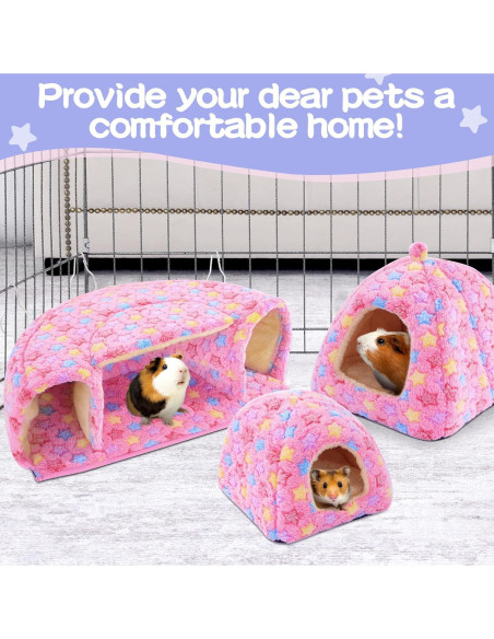 Accesorios para Cobayas MABOZOO - 2 Camas y Túnel Rosa L