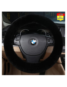 Cubierta de Volante de Piel de Oveja Sisha-A 35-42 cm Negra