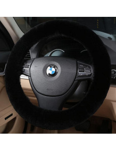 Cubierta de Volante de Piel de Oveja Sisha-A 35-42 cm Negra 2