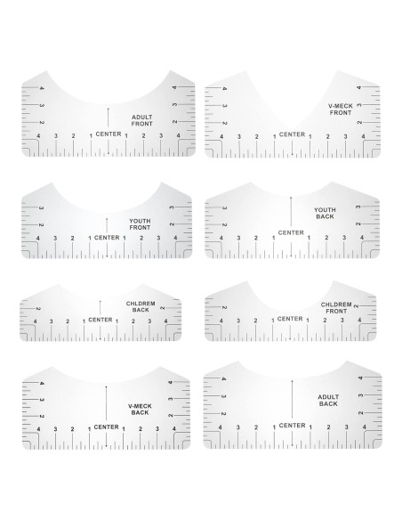 Regla de Alineación de Camisetas VICASKY 8 Piezas PVC Transparente
