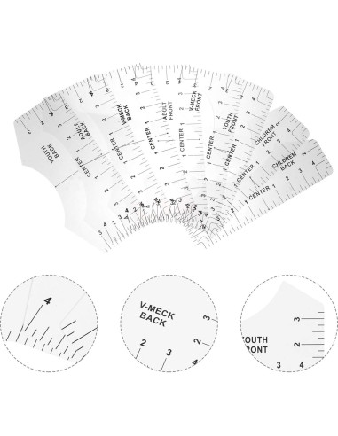 Regla de Alineación de Camisetas VICASKY 8 Piezas PVC Transparente