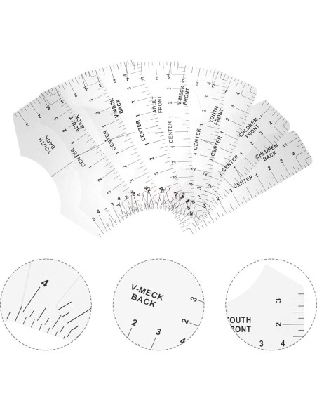 Regla de Alineación de Camisetas VICASKY 8 Piezas PVC Transparente