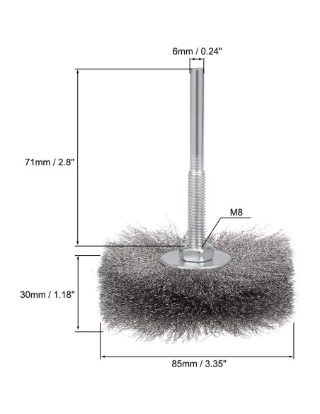 Cepillo de Rueda de Alambre uxcell 85 mm Acero Inoxidable 2 Pzas