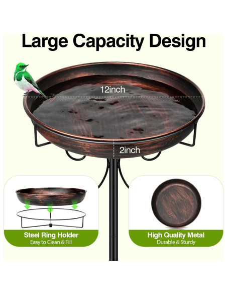 Baño para Aves de Metal Daoeny 30.5cm Bronce Antiguo