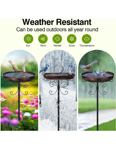 Baño para Aves de Metal Daoeny 30.5cm Bronce Antiguo