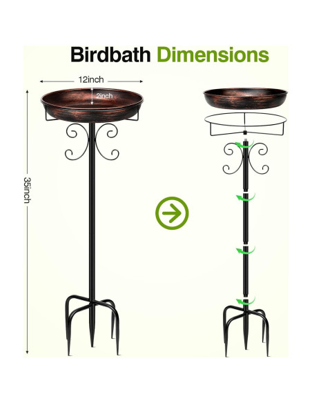 Baño para Aves de Metal Daoeny 30.5cm Bronce Antiguo