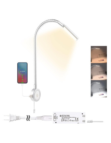 Lámpara de Lectura Montada en Pared VST con USB y Control Táctil