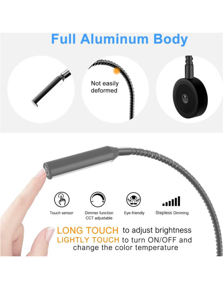 Lámpara de Lectura Montada en Pared VST con USB y Control Táctil