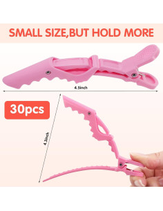 30 Clips de Pelo de Cocodrilo Rosados Kipeber Antideslizantes 2