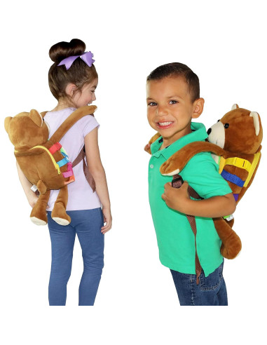 Mochila de Peluche Oso Billy Buckle Toys - Juguete Educativo