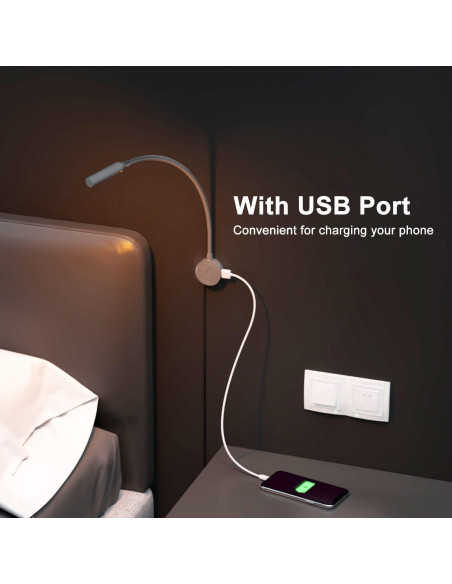 Lámpara de Lectura Montada en Pared VST con USB y Control Táctil