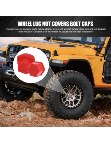 20 Cubiertas de Tuercas de Rueda Lyxheth 21mm Rojo Accesorios Auto