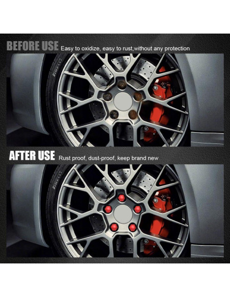 20 Cubiertas de Tuercas de Rueda Lyxheth 21mm Rojo Accesorios Auto