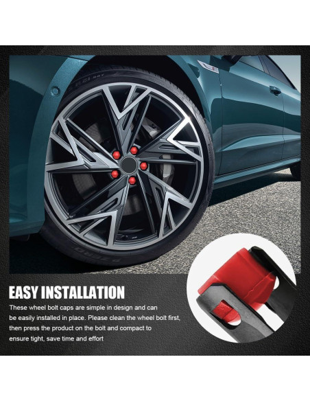 20 Cubiertas de Tuercas de Rueda Lyxheth 21mm Rojo Accesorios Auto