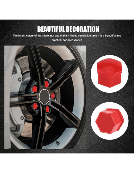 20 Cubiertas de Tuercas de Rueda Lyxheth 21mm Rojo Accesorios Auto
