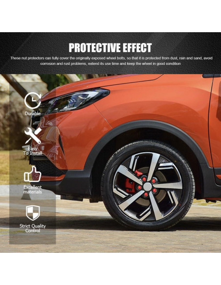 20 Cubiertas de Tuercas de Rueda Lyxheth 21mm Rojo Accesorios Auto