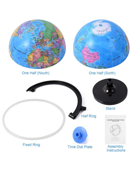 Globo Terráqueo Wizdar 20.32 cm Educativo Rotatorio para Niños