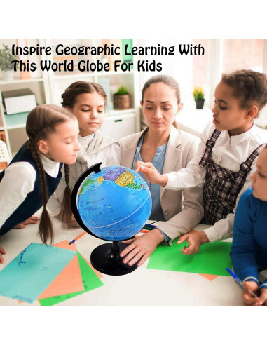 Globo Terráqueo Wizdar 20.32 cm Educativo Rotatorio para Niños