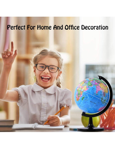 Globo Terráqueo Wizdar 20.32 cm Educativo Rotatorio para Niños