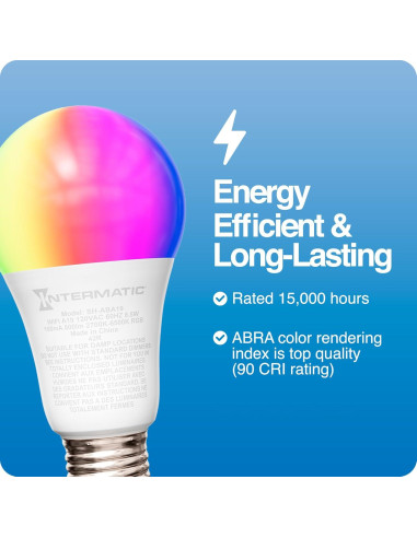 Bombilla Inteligente Wi-Fi Intermatic ABRA A19 RGB 800 Lúmenes