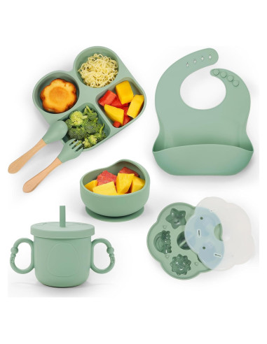 Juego de Alimentación Guiada para Bebés MIICASA 7 Piezas Silicona