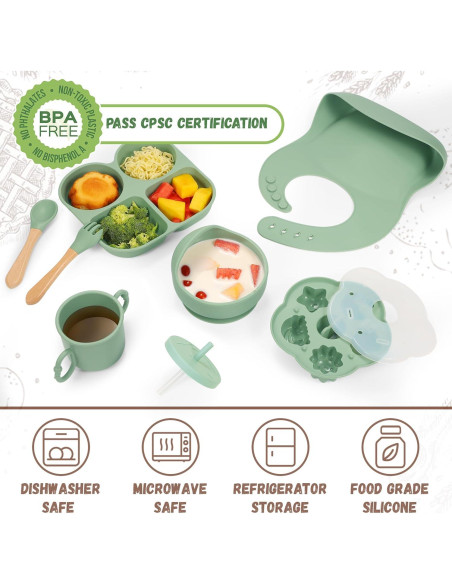 Juego de Alimentación Guiada para Bebés MIICASA 7 Piezas Silicona