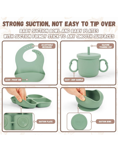 Juego de Alimentación Guiada para Bebés MIICASA 7 Piezas Silicona