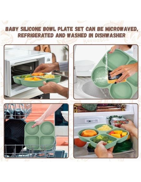 Juego de Alimentación Guiada para Bebés MIICASA 7 Piezas Silicona