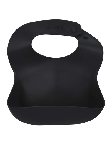 Babero de Silicona Tres Pequeños Tots Negro - Impermeable y Ajustable