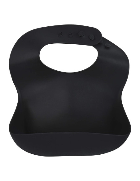 Babero de Silicona Tres Pequeños Tots Negro - Impermeable y Ajustable